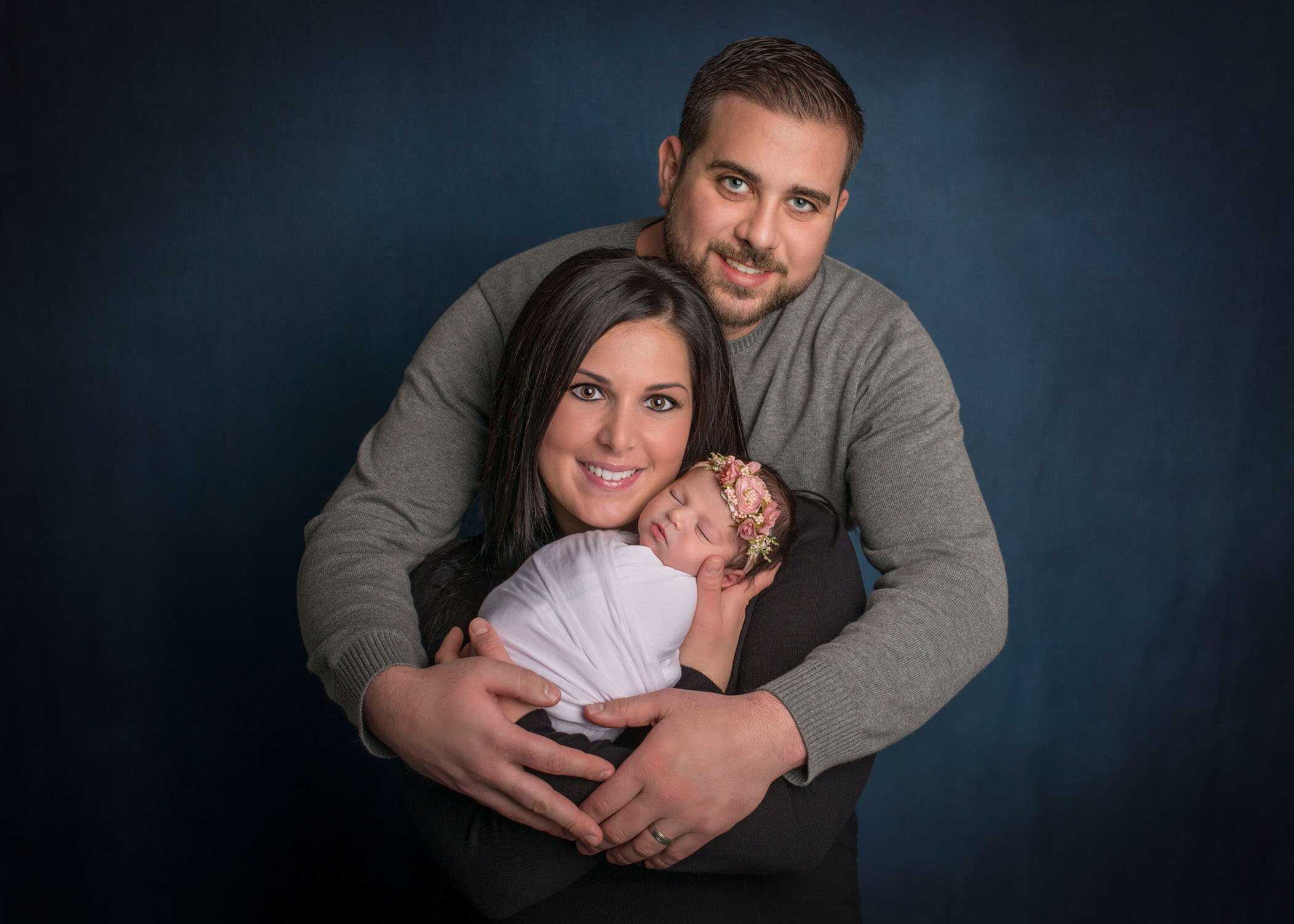 Best CT Newborn Photographer first family portrait with newborn baby