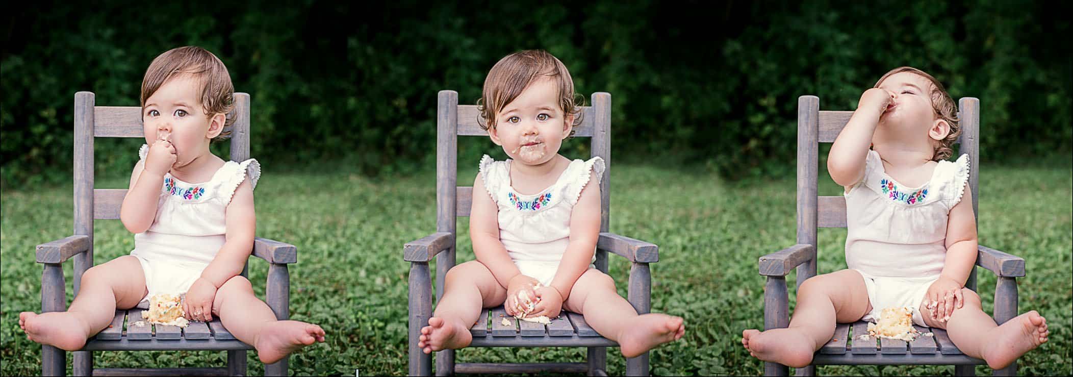 Cupcake smash with one year old baby girl photo One Big Happy Photo